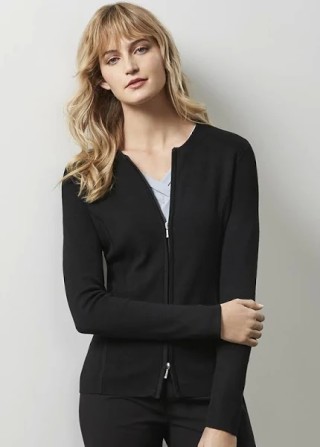 Women's 2 Way Zip Cardigan - Black:Black