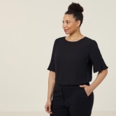 Women's Georgie Fluted Top -Black 